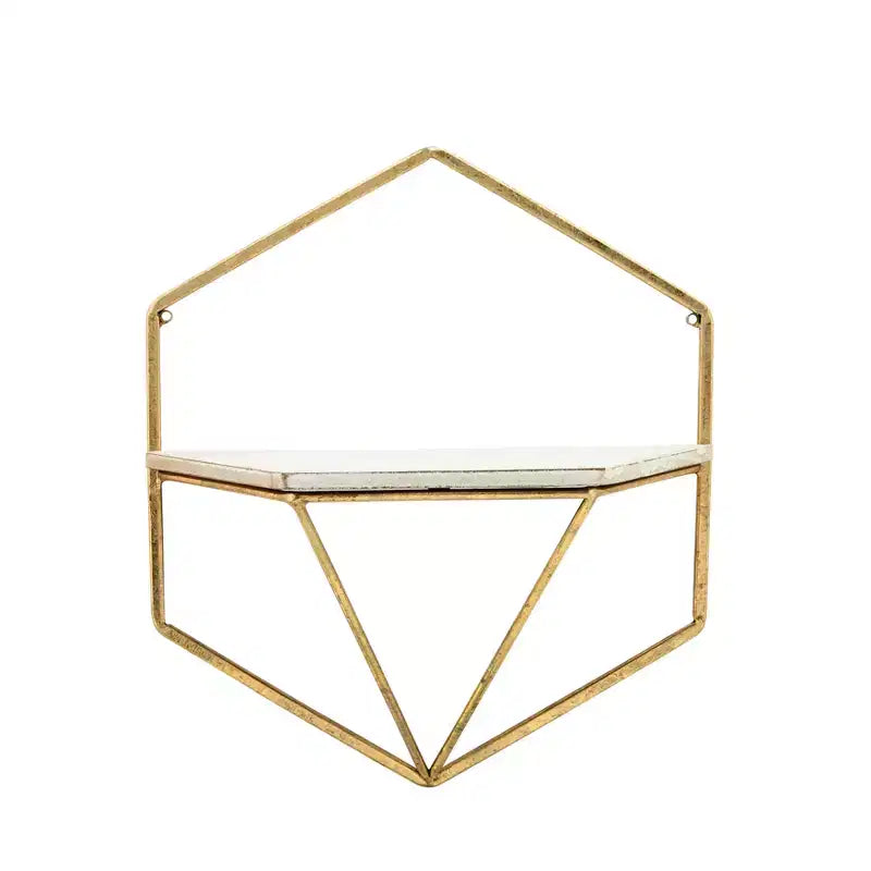 Mobile portaoggetti sospeso in metallo e legno con design rustico casual – Mensole geometriche da parete – Espositore sospeso per casa e ufficio – Set da 2, 20, 16
