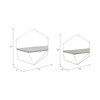 Mobile portaoggetti sospeso in metallo e legno con design rustico casual – Mensole geometriche da parete – Espositore sospeso per casa e ufficio – Set da 2, 20, 16