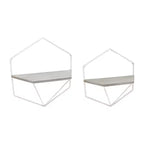 Mobile portaoggetti sospeso in metallo e legno con design rustico casual – Mensole geometriche da parete – Espositore sospeso per casa e ufficio – Set da 2, 20, 16