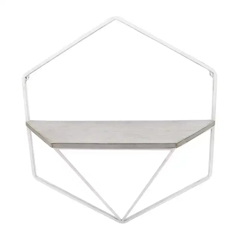 Mobile portaoggetti sospeso in metallo e legno con design rustico casual – Mensole geometriche da parete – Espositore sospeso per casa e ufficio – Set da 2, 20, 16
