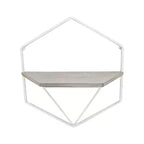Mobile portaoggetti sospeso in metallo e legno con design rustico casual – Mensole geometriche da parete – Espositore sospeso per casa e ufficio – Set da 2, 20, 16