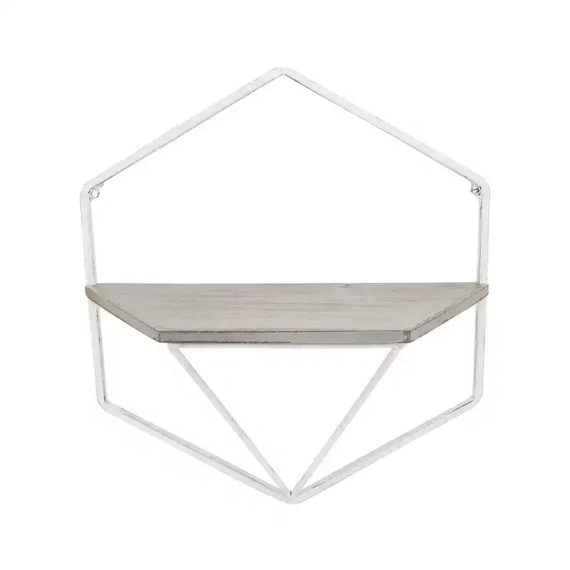 Mobile portaoggetti sospeso in metallo e legno con design rustico casual – Mensole geometriche da parete – Espositore sospeso per casa e ufficio – Set da 2, 20, 16