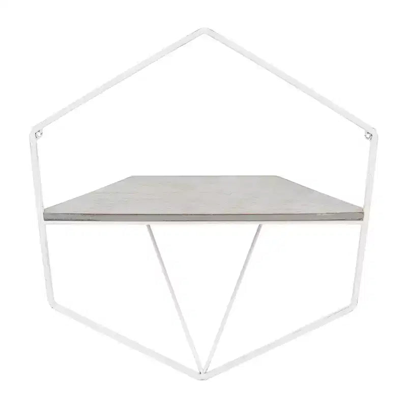 Mobile portaoggetti sospeso in metallo e legno con design rustico casual – Mensole geometriche da parete – Espositore sospeso per casa e ufficio – Set da 2, 20, 16