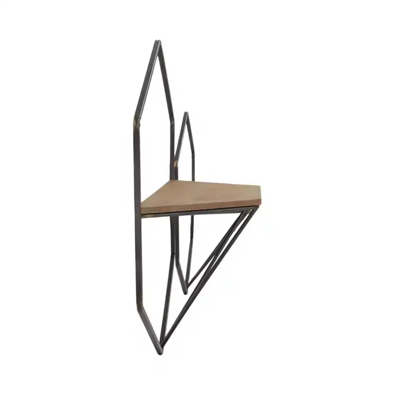 Mobile portaoggetti sospeso in metallo e legno con design rustico casual – Mensole geometriche da parete – Espositore sospeso per casa e ufficio – Set da 2, 20, 16