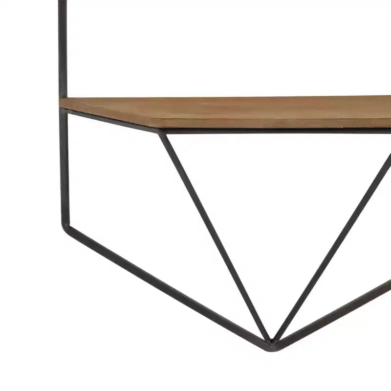 Mobile portaoggetti sospeso in metallo e legno con design rustico casual – Mensole geometriche da parete – Espositore sospeso per casa e ufficio – Set da 2, 20, 16