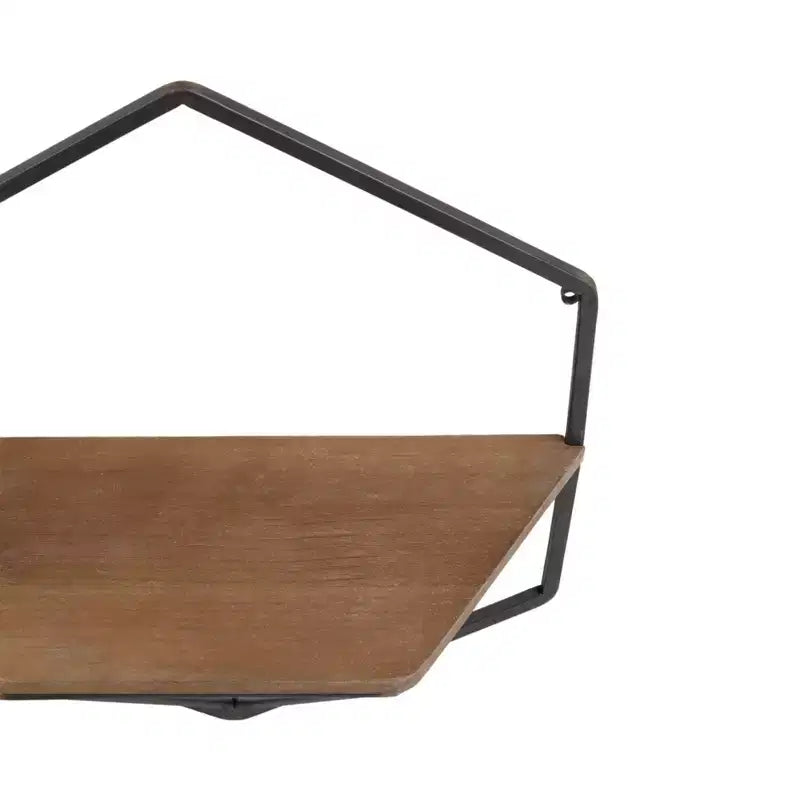 Mobile portaoggetti sospeso in metallo e legno con design rustico casual – Mensole geometriche da parete – Espositore sospeso per casa e ufficio – Set da 2, 20, 16
