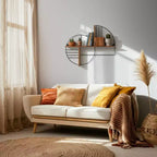 Mensola a Muro - Metallo Geometrico e Legno - Mensola Fluttuante Moderna per Casa e Ufficio - Robusta Struttura in Ferro - Decorazione Elegante per Camera da Letto e Soggiorno