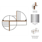 Mensola a Muro - Metallo Geometrico e Legno - Mensola Fluttuante Moderna per Casa e Ufficio - Robusta Struttura in Ferro - Decorazione Elegante per Camera da Letto e Soggiorno