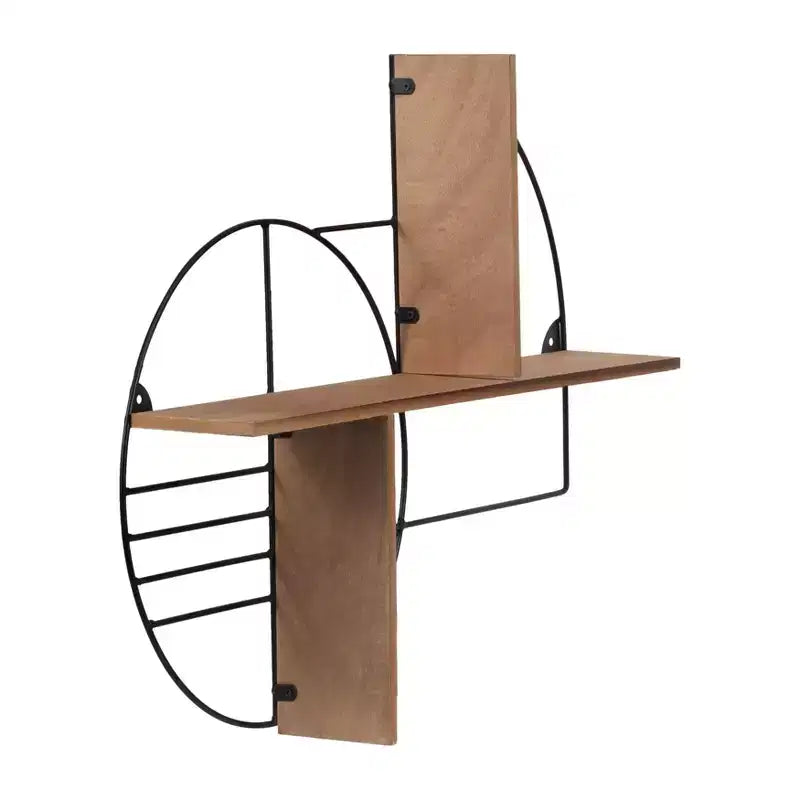Mensola a Muro - Metallo Geometrico e Legno - Mensola Fluttuante Moderna per Casa e Ufficio - Robusta Struttura in Ferro - Decorazione Elegante per Camera da Letto e Soggiorno