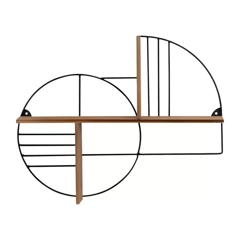 Mensola a Muro - Metallo Geometrico e Legno - Mensola Fluttuante Moderna per Casa e Ufficio - Robusta Struttura in Ferro - Decorazione Elegante per Camera da Letto e Soggiorno