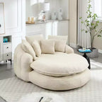 Pouf a Sacco in ciniglia Ovale e Oversize con 3 Cuscini Grandi e 2 Piccoli e Schienale Avvolgente per Adulti