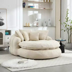 Pouf a Sacco in ciniglia Ovale e Oversize con 3 Cuscini Grandi e 2 Piccoli e Schienale Avvolgente per Adulti