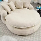 Pouf a Sacco in ciniglia Ovale e Oversize con 3 Cuscini Grandi e 2 Piccoli e Schienale Avvolgente per Adulti
