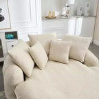 Pouf a Sacco in ciniglia Ovale e Oversize con 3 Cuscini Grandi e 2 Piccoli e Schienale Avvolgente per Adulti