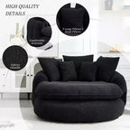 Pouf a Sacco in ciniglia Ovale e Oversize con 3 Cuscini Grandi e 2 Piccoli e Schienale Avvolgente per Adulti