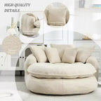 Pouf a Sacco in ciniglia Ovale e Oversize con 3 Cuscini Grandi e 2 Piccoli e Schienale Avvolgente per Adulti