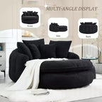 Pouf a Sacco in ciniglia Ovale e Oversize con 3 Cuscini Grandi e 2 Piccoli e Schienale Avvolgente per Adulti