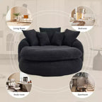 Pouf a Sacco in ciniglia Ovale e Oversize con 3 Cuscini Grandi e 2 Piccoli e Schienale Avvolgente per Adulti