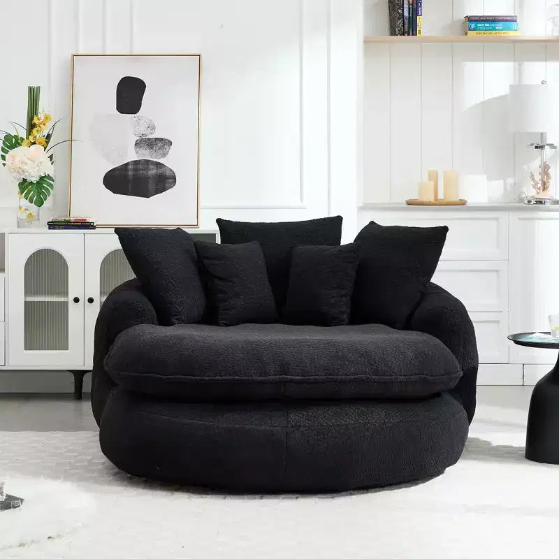 Pouf a Sacco in ciniglia Ovale e Oversize con 3 Cuscini Grandi e 2 Piccoli e Schienale Avvolgente per Adulti