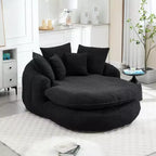 Pouf a Sacco in ciniglia Ovale e Oversize con 3 Cuscini Grandi e 2 Piccoli e Schienale Avvolgente per Adulti
