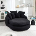 Pouf a Sacco in ciniglia Ovale e Oversize con 3 Cuscini Grandi e 2 Piccoli e Schienale Avvolgente per Adulti