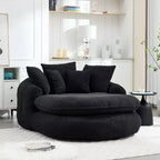 Pouf a Sacco in ciniglia Ovale e Oversize con 3 Cuscini Grandi e 2 Piccoli e Schienale Avvolgente per Adulti