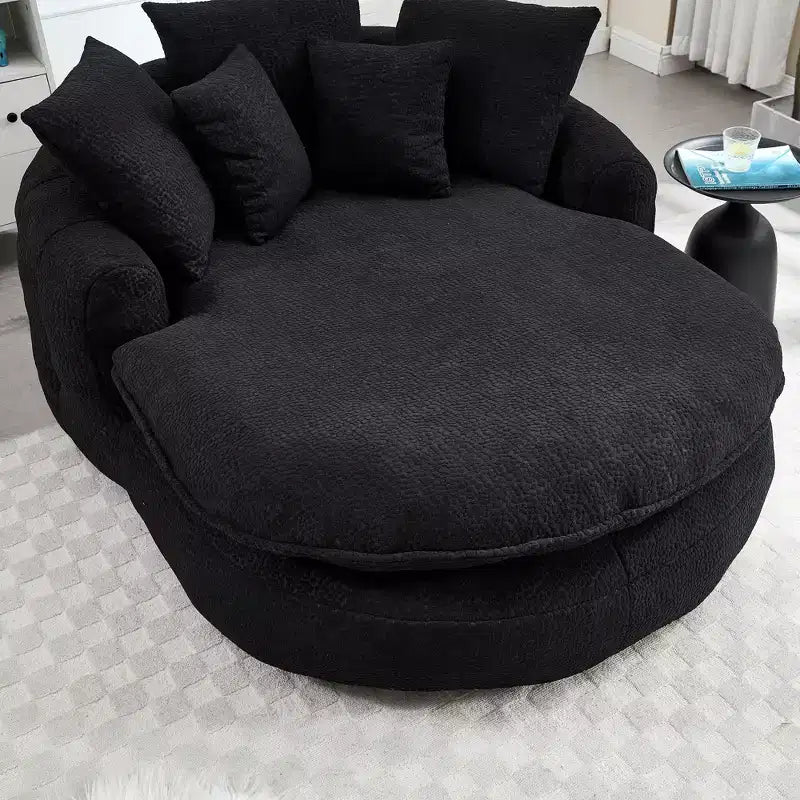 Pouf a Sacco in ciniglia Ovale e Oversize con 3 Cuscini Grandi e 2 Piccoli e Schienale Avvolgente per Adulti