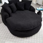 Pouf a Sacco in ciniglia Ovale e Oversize con 3 Cuscini Grandi e 2 Piccoli e Schienale Avvolgente per Adulti