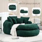 Pouf a Sacco in ciniglia Ovale e Oversize con 3 Cuscini Grandi e 2 Piccoli e Schienale Avvolgente per Adulti
