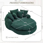 Pouf a Sacco in ciniglia Ovale e Oversize con 3 Cuscini Grandi e 2 Piccoli e Schienale Avvolgente per Adulti