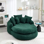 Pouf a Sacco in ciniglia Ovale e Oversize con 3 Cuscini Grandi e 2 Piccoli e Schienale Avvolgente per Adulti