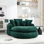 Pouf a Sacco in ciniglia Ovale e Oversize con 3 Cuscini Grandi e 2 Piccoli e Schienale Avvolgente per Adulti