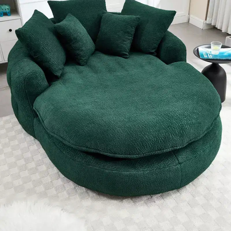Pouf a Sacco in ciniglia Ovale e Oversize con 3 Cuscini Grandi e 2 Piccoli e Schienale Avvolgente per Adulti