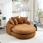 Pouf a Sacco in ciniglia Ovale e Oversize con 3 Cuscini Grandi e 2 Piccoli e Schienale Avvolgente per Adulti