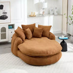 Pouf a Sacco in ciniglia Ovale e Oversize con 3 Cuscini Grandi e 2 Piccoli e Schienale Avvolgente per Adulti
