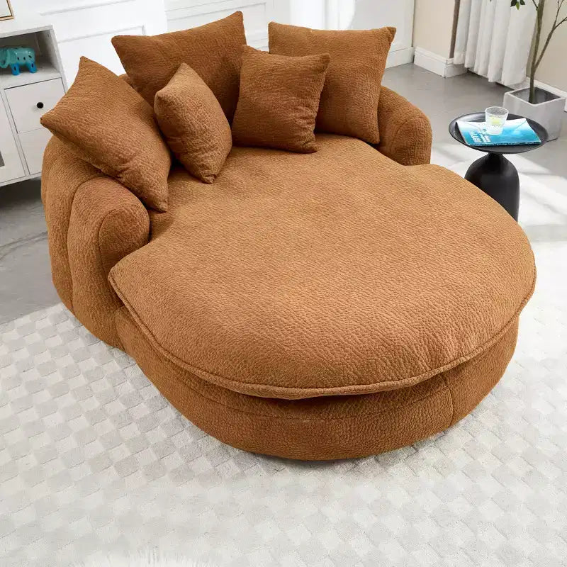 Pouf a Sacco in ciniglia Ovale e Oversize con 3 Cuscini Grandi e 2 Piccoli e Schienale Avvolgente per Adulti