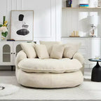 Pouf a Sacco in ciniglia Ovale e Oversize con 3 Cuscini Grandi e 2 Piccoli e Schienale Avvolgente per Adulti