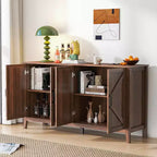 GDFStudio Leonie Credenza Rustica da 150 cm Mobile Contenitore a 4 Ante con Ripiani Regolabili