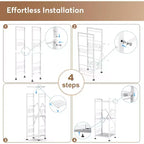 Hooure Scaffale Stretto Salvaspazio a 3 Ripiani (Espandibile, Metallo, Angoliera Autoportante)