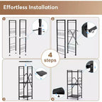 Hooure Scaffale Stretto Salvaspazio a 3 Ripiani (Espandibile, Metallo, Angoliera Autoportante)