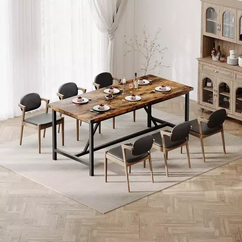 COZONY 70.87 Tavolo da Pranzo Rettangolare per 6-8, Tavolo da Cucina Industriale in Legno con Struttura Robusta, Durevole e Facile da Montare, Tavolo per Sala da Pranzo