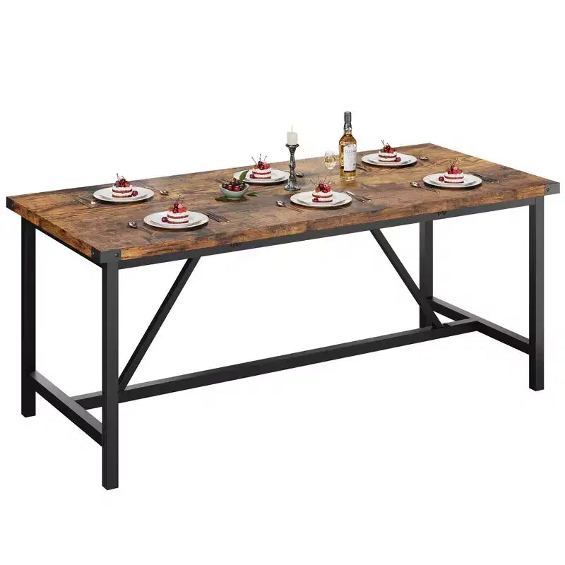 COZONY 70.87 Tavolo da Pranzo Rettangolare per 6-8, Tavolo da Cucina Industriale in Legno con Struttura Robusta, Durevole e Facile da Montare, Tavolo per Sala da Pranzo