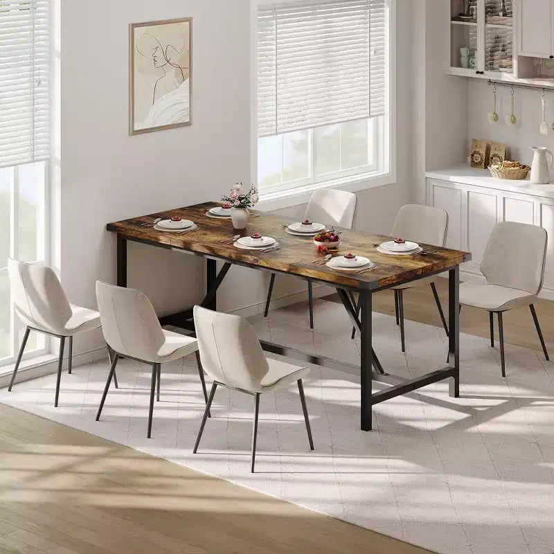 COZONY 70.87 Tavolo da Pranzo Rettangolare per 6-8, Tavolo da Cucina Industriale in Legno con Struttura Robusta, Durevole e Facile da Montare, Tavolo per Sala da Pranzo