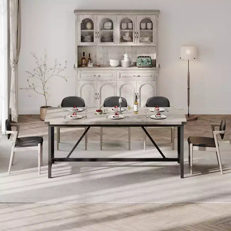 COZONY 70.87 Tavolo da Pranzo Rettangolare per 6-8, Tavolo da Cucina Industriale in Legno con Struttura Robusta, Durevole e Facile da Montare, Tavolo per Sala da Pranzo