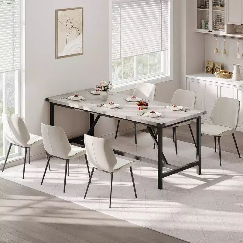 COZONY 70.87 Tavolo da Pranzo Rettangolare per 6-8, Tavolo da Cucina Industriale in Legno con Struttura Robusta, Durevole e Facile da Montare, Tavolo per Sala da Pranzo