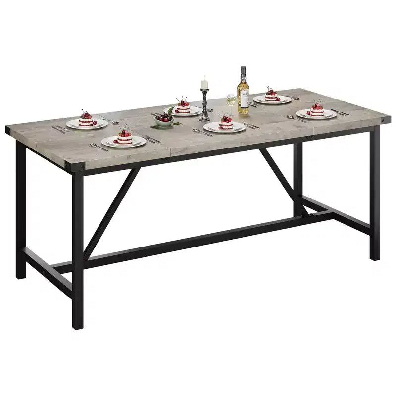 COZONY 70.87 Tavolo da Pranzo Rettangolare per 6-8, Tavolo da Cucina Industriale in Legno con Struttura Robusta, Durevole e Facile da Montare, Tavolo per Sala da Pranzo