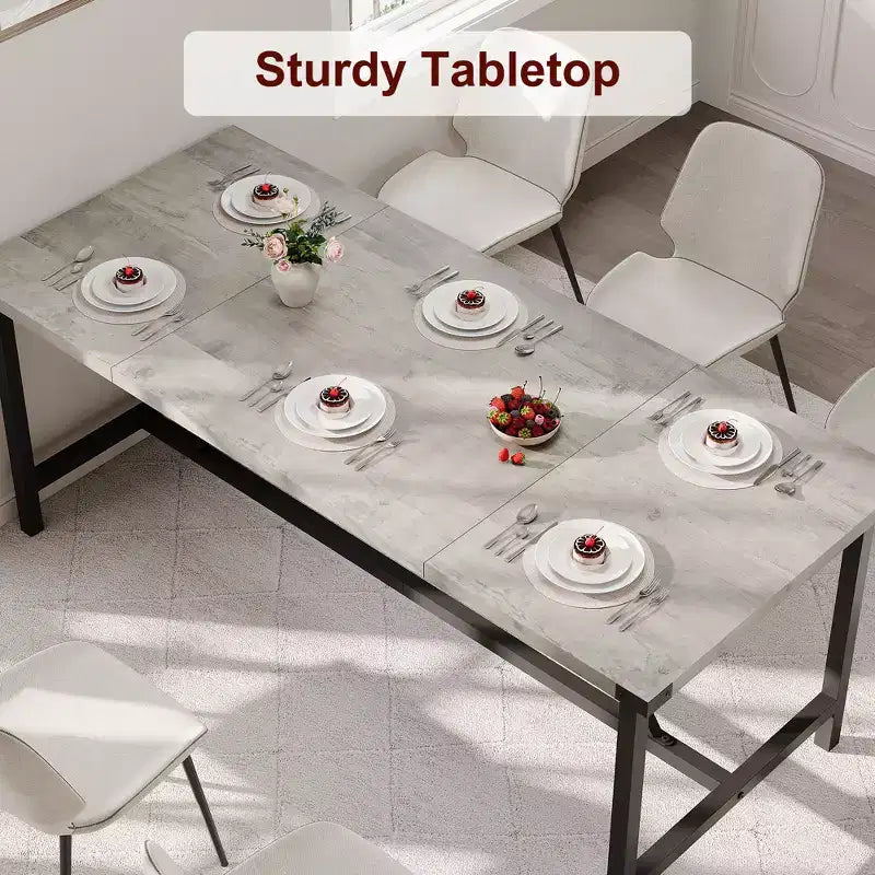 COZONY 70.87 Tavolo da Pranzo Rettangolare per 6-8, Tavolo da Cucina Industriale in Legno con Struttura Robusta, Durevole e Facile da Montare, Tavolo per Sala da Pranzo