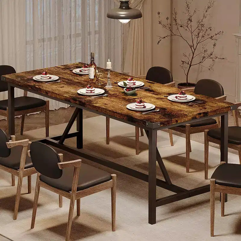 COZONY 70.87 Tavolo da Pranzo Rettangolare per 6-8, Tavolo da Cucina Industriale in Legno con Struttura Robusta, Durevole e Facile da Montare, Tavolo per Sala da Pranzo
