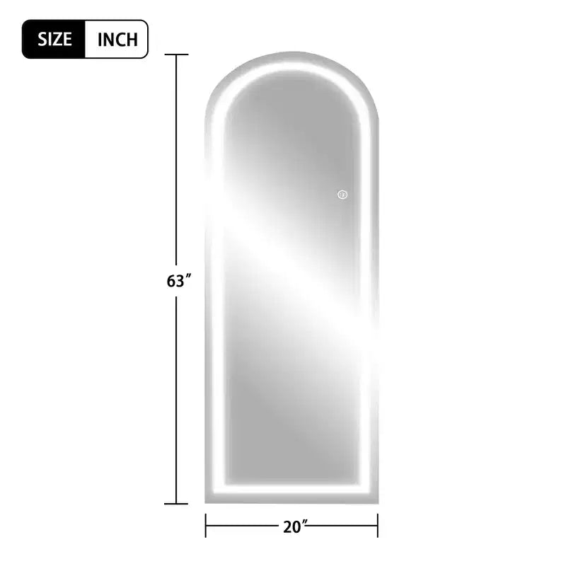 MAYEERTY Specchio intero a forma di arco con cornice in lega di alluminio, senza cornice, con supporto per soggiorno e camera da letto