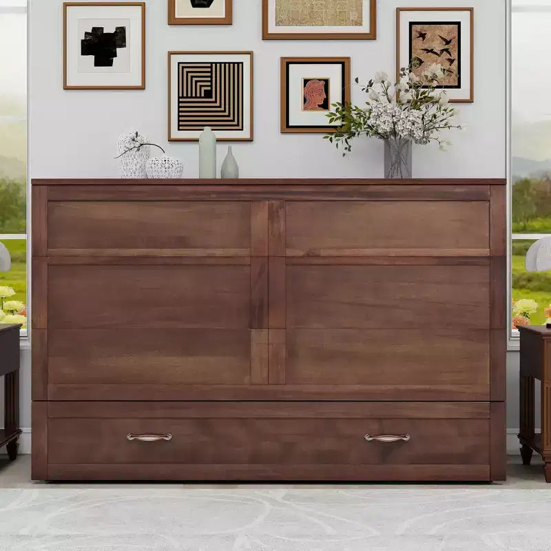 Letto a scomparsa Keloyid Haimyy Queen con struttura in legno massiccio, caricatore integrato e cassetto robusto